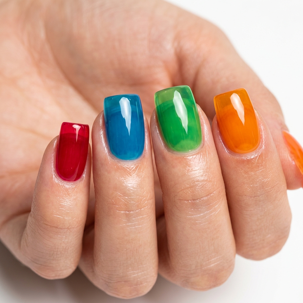 27 Jelly Nails Ideas You Need to Try Right Now 5 Colorful Translucent Jelly Nails Ideas