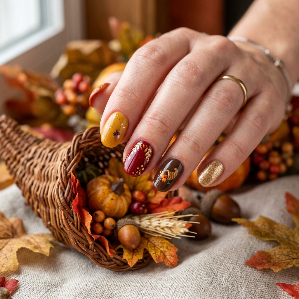 Thanksgiving Nails Ideas: The Ultimate Guide to Festive Manicures This Season 18 Cornucopia Inspired Thanksgiving Nail Ideas
