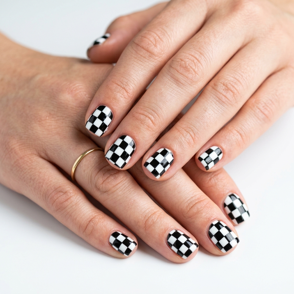 27 Cute Nail Designs: The Ultimate Guide to Sweet, Stylish, and Creative Nail Ideas 20 Cute nail designs checkered patt… 202605132128
