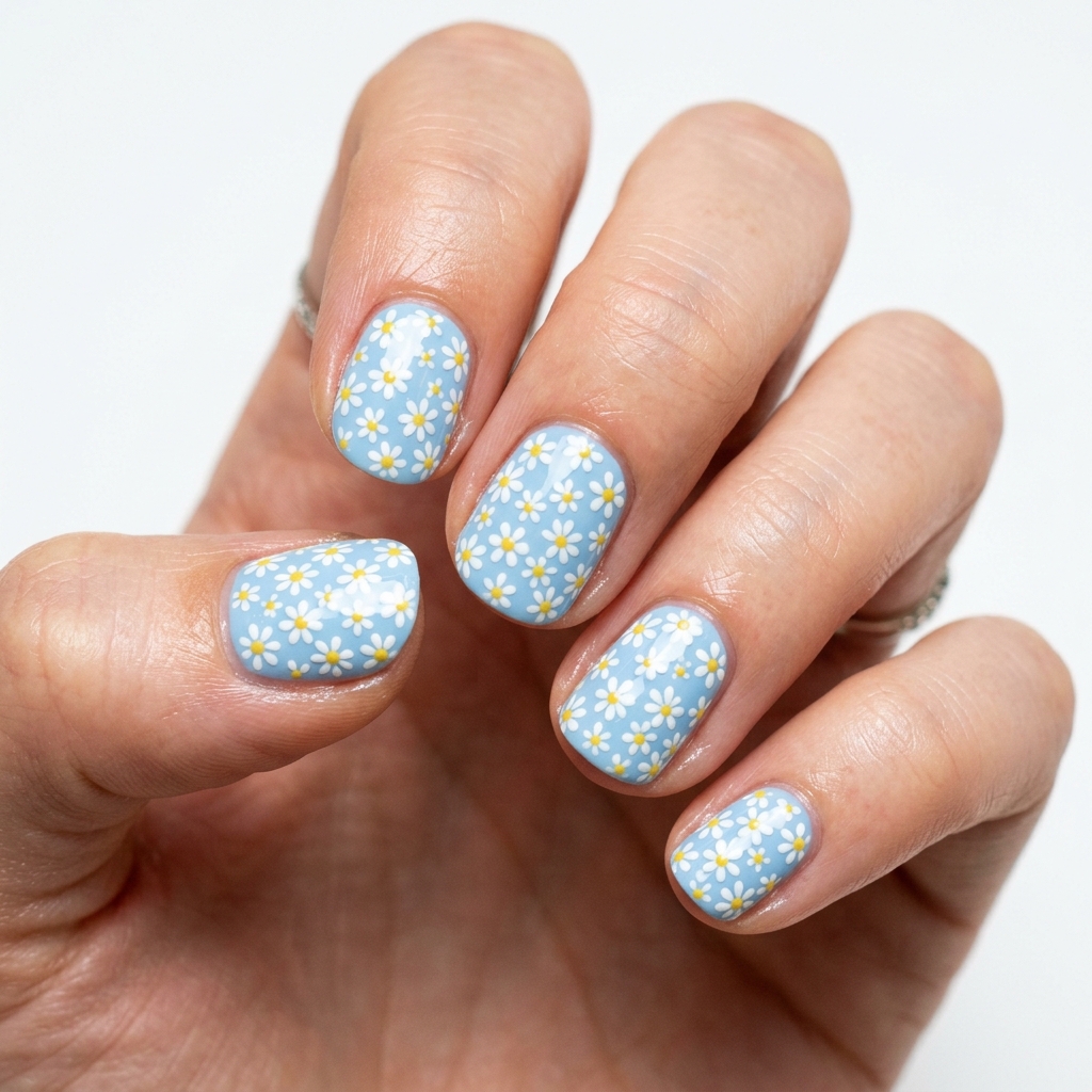 Spring Nail Designs: 27 Fresh and Beautiful Ideas for Your Next Manicure 8 Spring Nail Designs with Daisy Accents Ideas