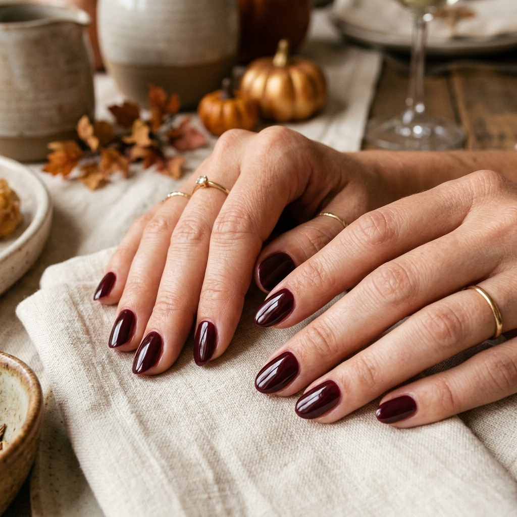 Thanksgiving Nails Ideas: The Ultimate Guide to Festive Manicures This Season 9 Dark Burgundy Thanksgiving Nails Ideas