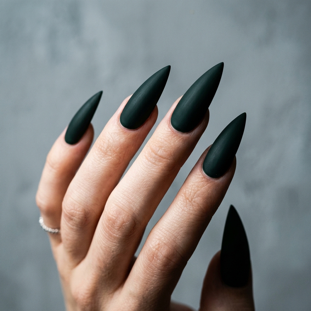 27 Stunning Green Nail Designs Ideas to Inspire Your Next Manicure 8 Dark green nail designs ideas 202605122204