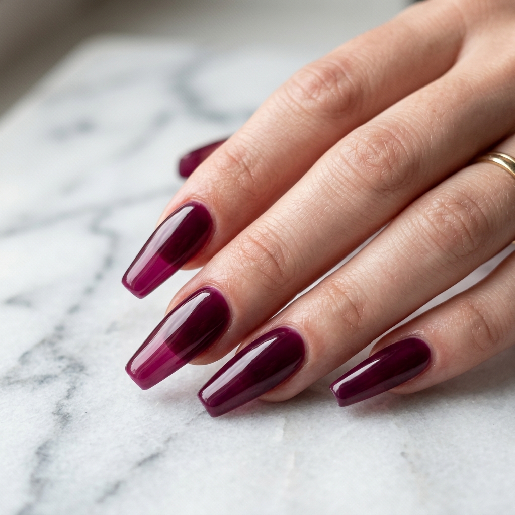 27 Jelly Nails Ideas You Need to Try Right Now 12 Deep Berry Jelly Nails Ideas