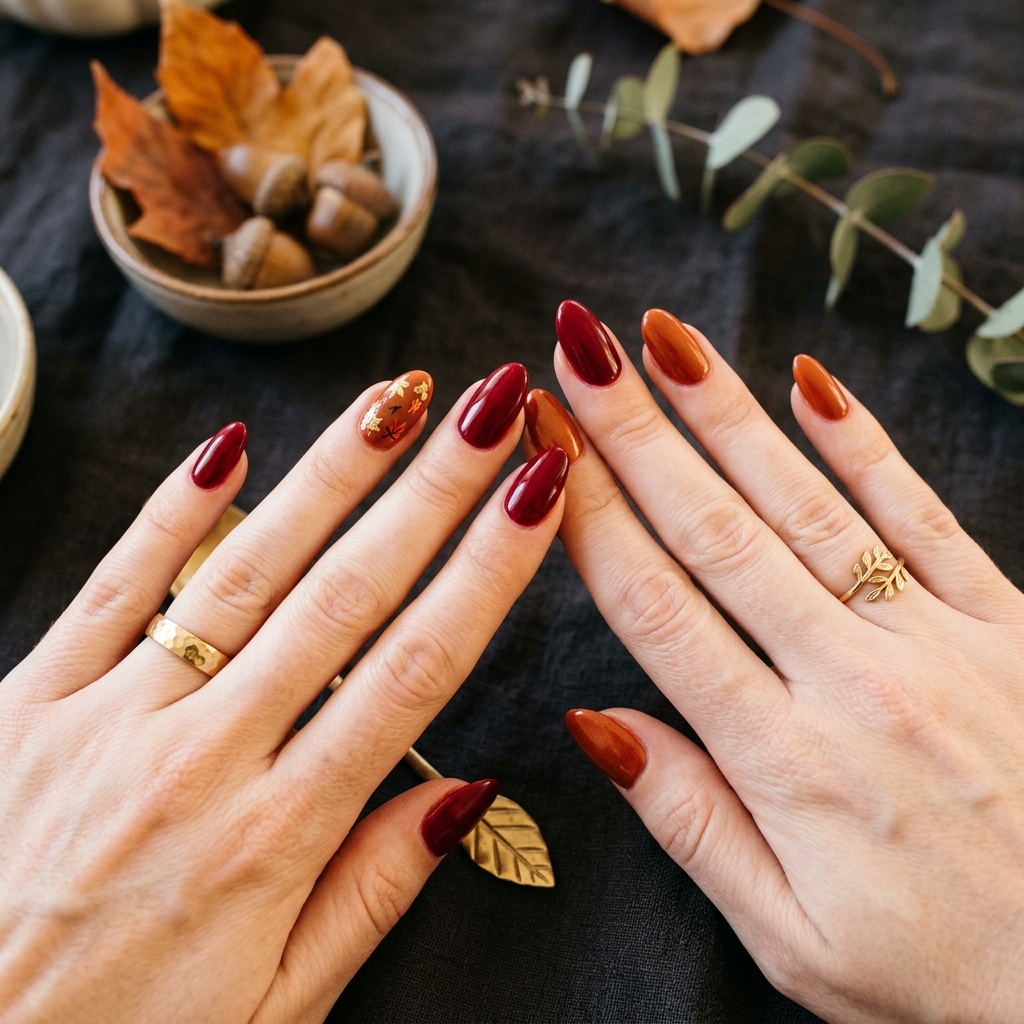 Thanksgiving Nails Ideas: The Ultimate Guide to Festive Manicures This Season 19 Deep Red and Rust Thanksgiving Nails Ideas