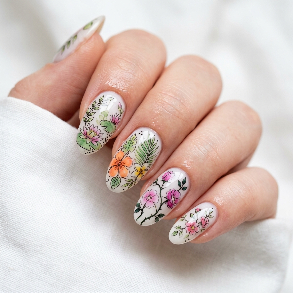 Disney Nails Ideas: 27 Magical Designs to Inspire Your Next Manicure 20 Disney Botanical and Floral Nails Ideas