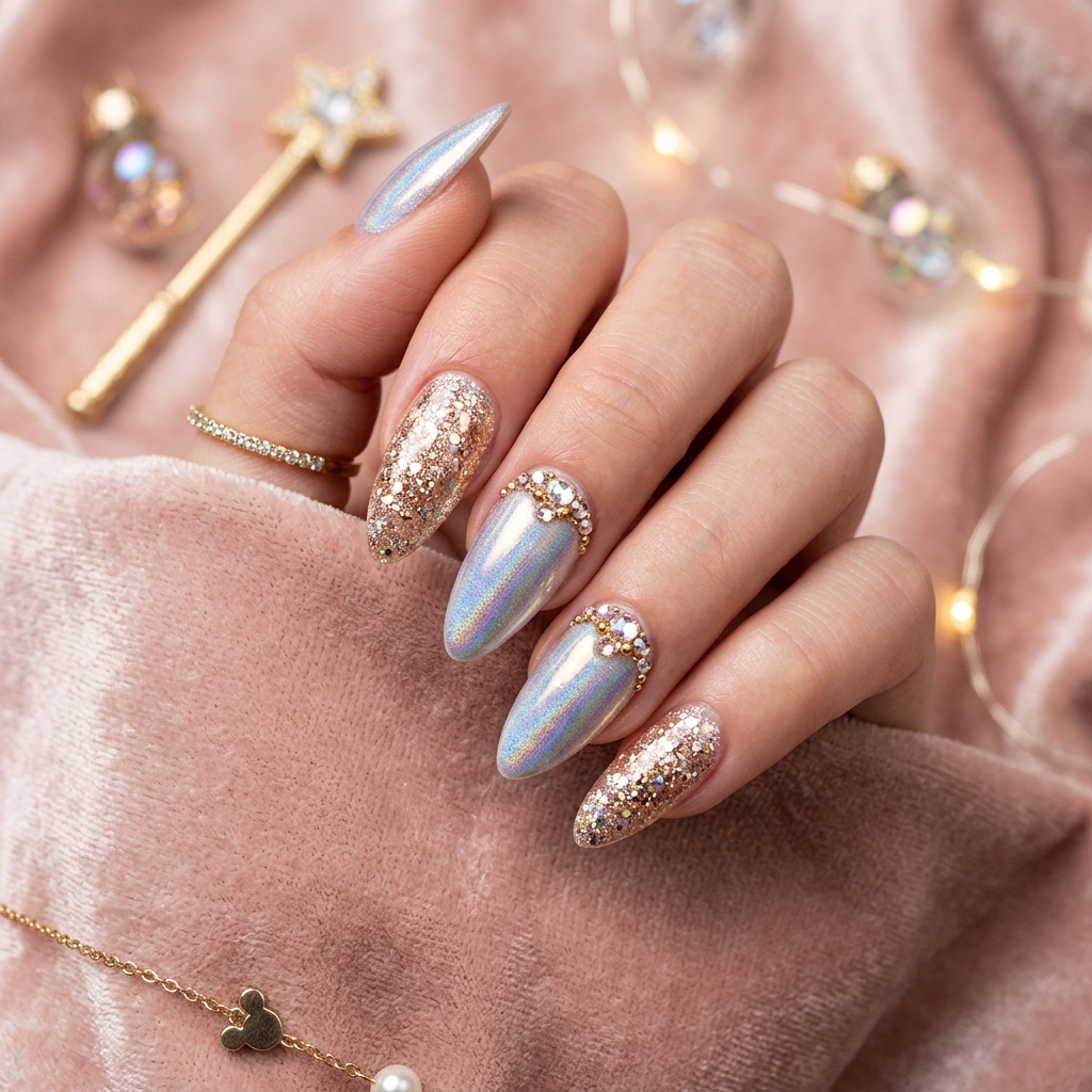 Disney Nails Ideas: 27 Magical Designs to Inspire Your Next Manicure 28 Disney Glitter and Embellished Nails Ideas