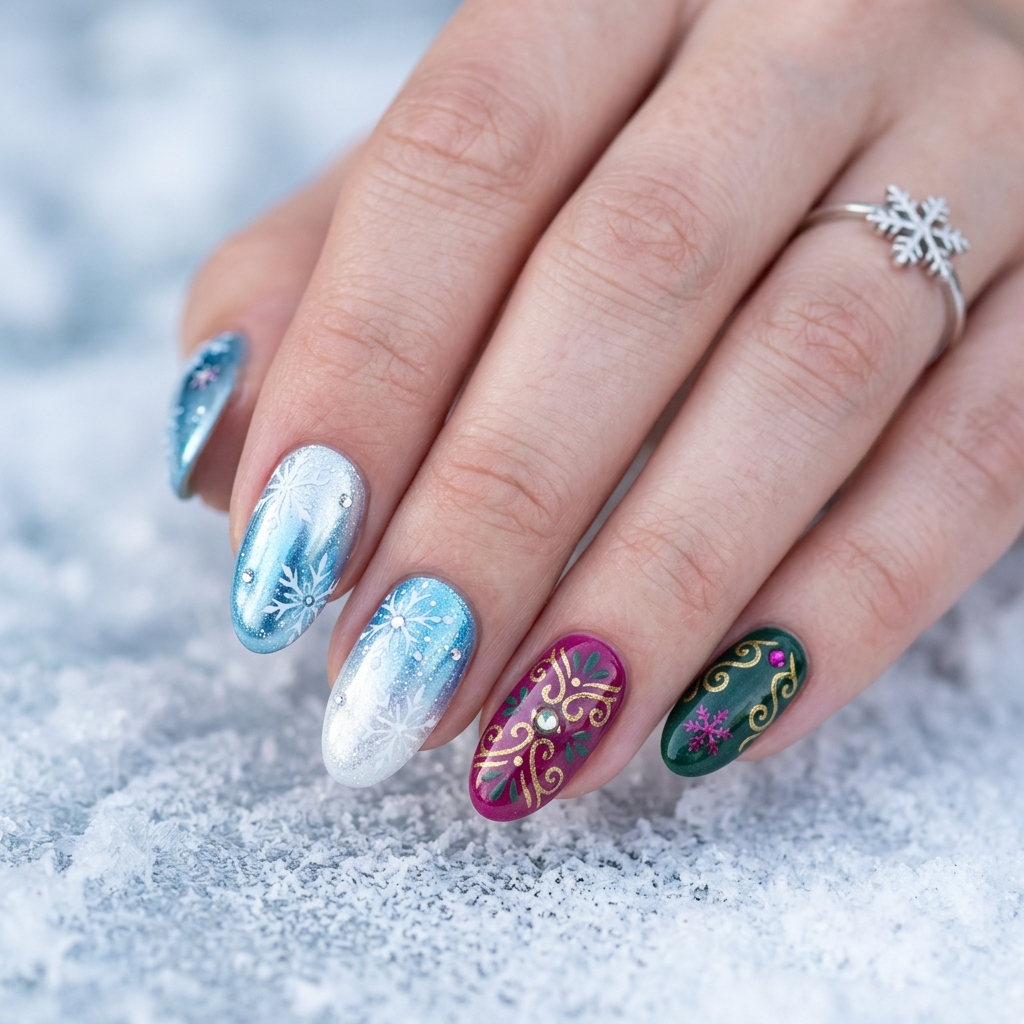 Disney Nails Ideas: 27 Magical Designs to Inspire Your Next Manicure 9 Frozen Elsa and Anna Inspired Nails Ideas