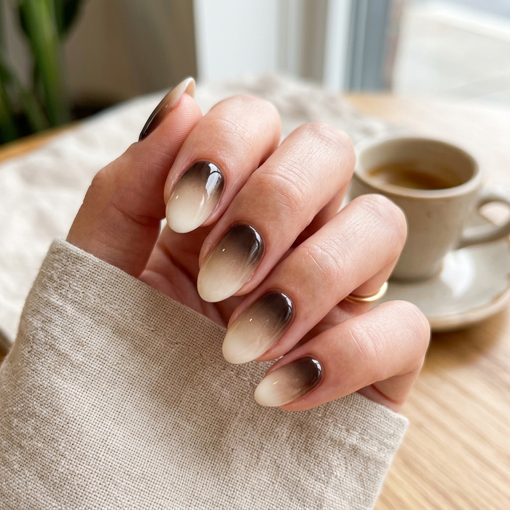 30 Fall Ombre Nails Ideas That Are Simply Stunning 22 Espresso and Ivory Ombre Nails