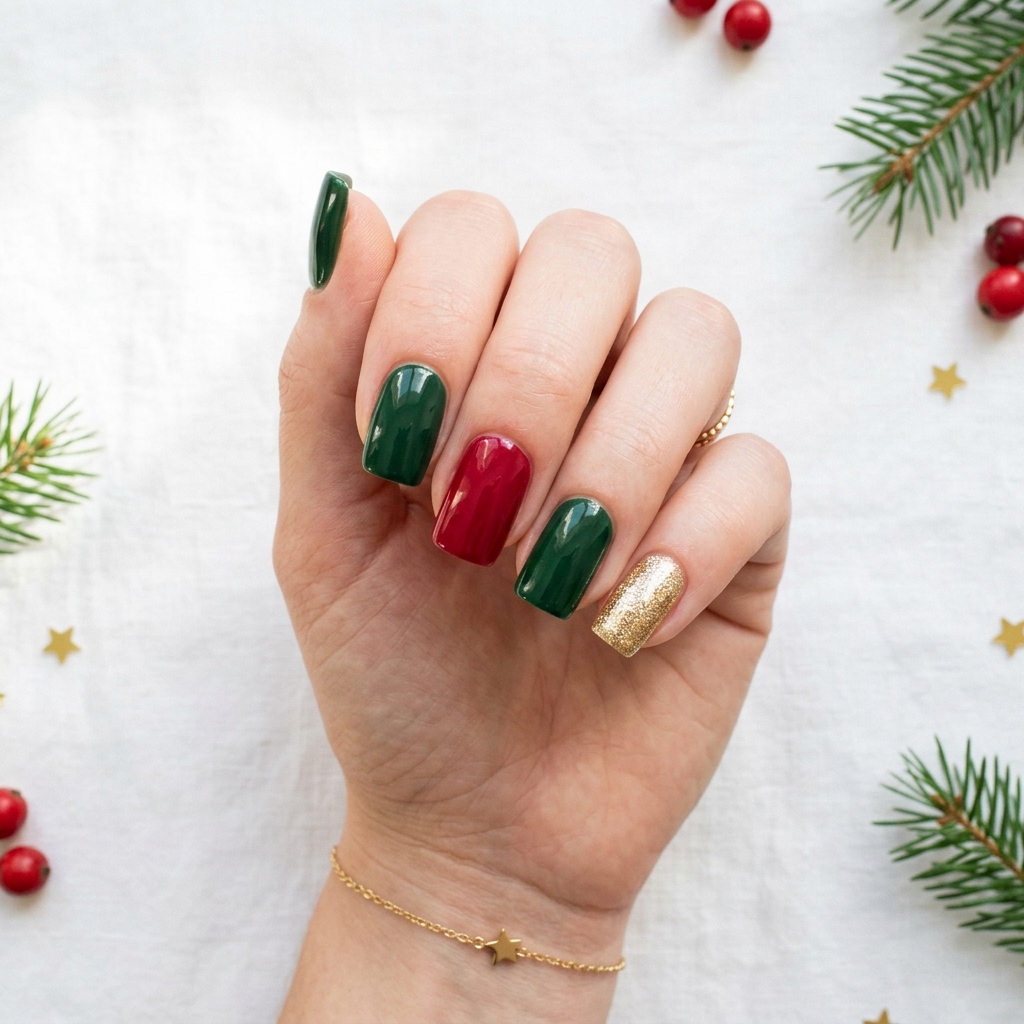 Festive Green and Red Nail Ideas