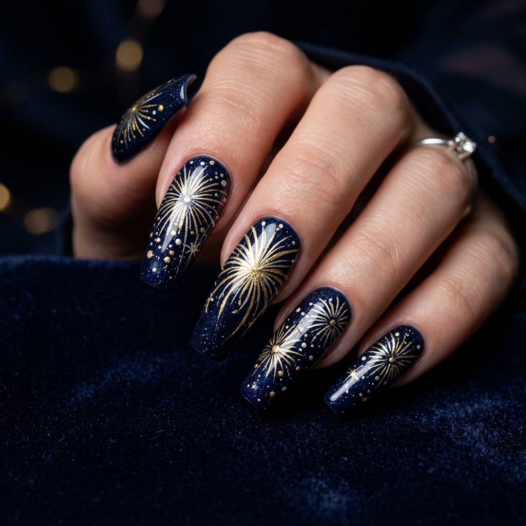 27 Stunning New Year Nails Ideas to Ring in the New Year in Style 11 Fireworks Nail Art Ideas