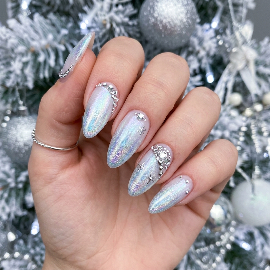 Frosted Christmas Nail Ideas