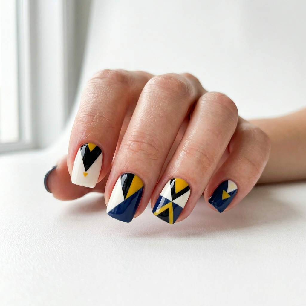 27 Simple Nail Designs Ideas: Your Ultimate Guide to Effortlessly Beautiful Nails 16 Geometric Simple Nail Designs Ideas