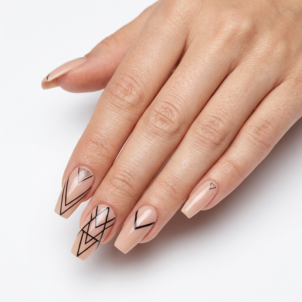 Minimalist Nails Ideas: Your Ultimate Guide to Clean and Elegant Nail Art 9 Geometric Minimalist Nails Ideas