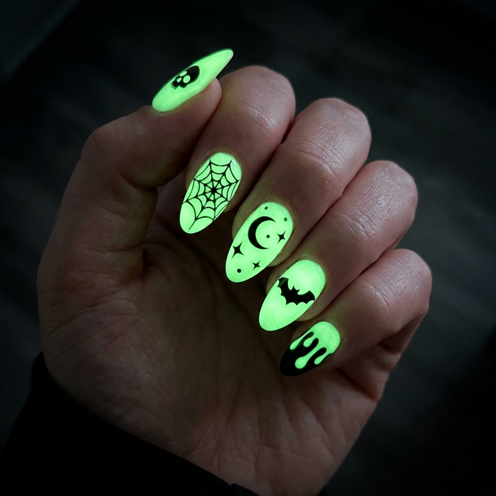 Halloween Glow in the Dark Nail Ideas