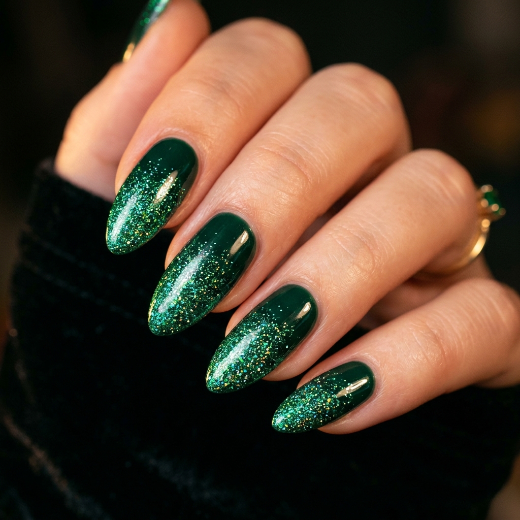 27 Stunning Green Nail Designs Ideas to Inspire Your Next Manicure 14 Green Glitter Nail Designs Ideas 202605122208