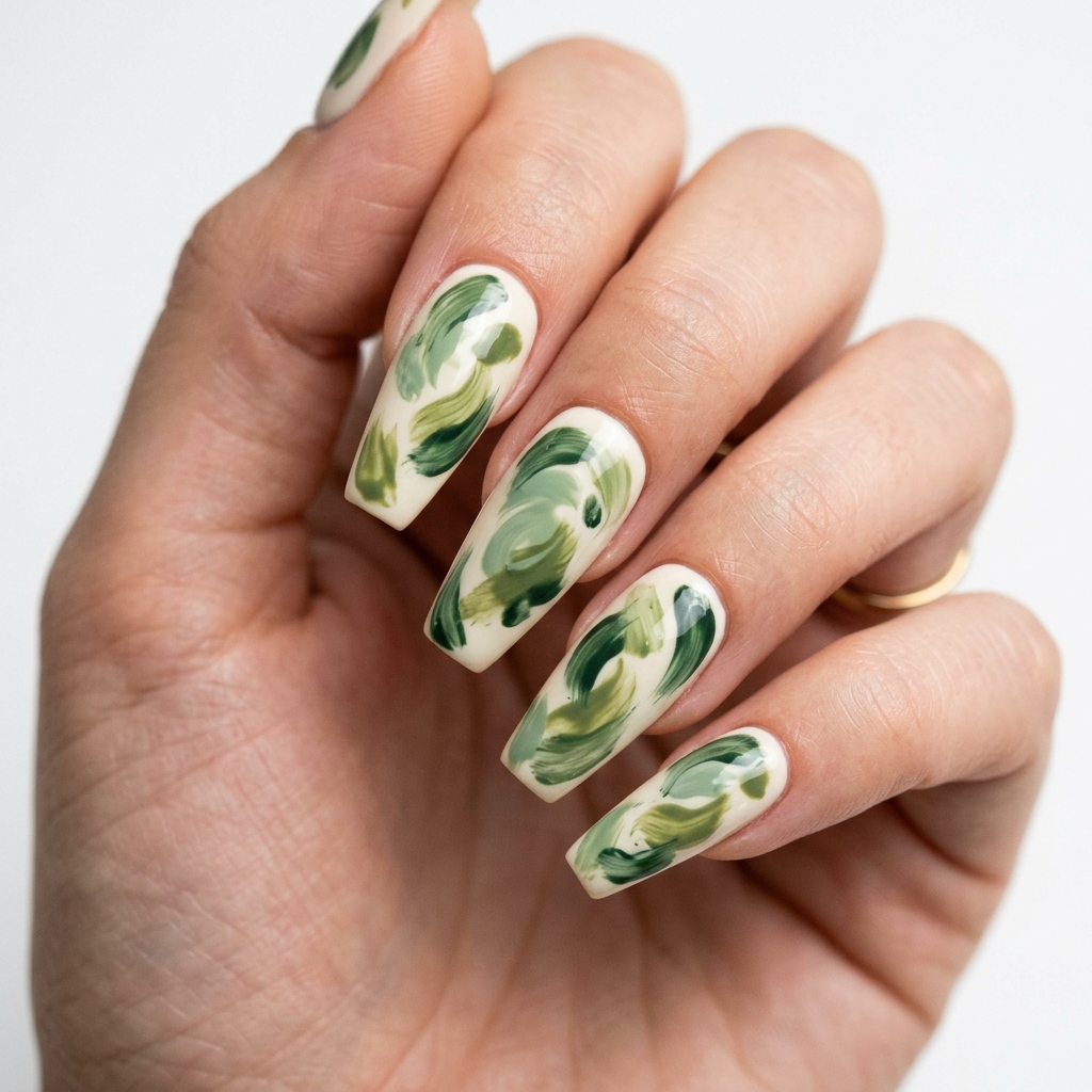 27 Stunning Green Nail Designs Ideas to Inspire Your Next Manicure 16 Green abstract nail designs ideas 202605122208