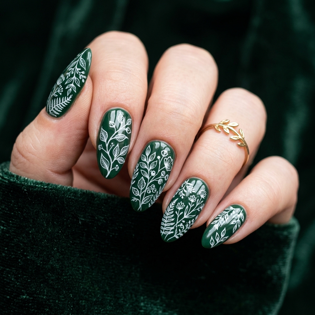 27 Stunning Green Nail Designs Ideas to Inspire Your Next Manicure 17 Green floral nail designs 202605122211