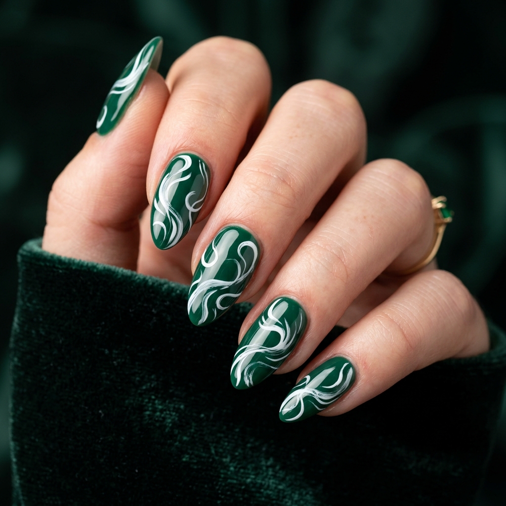 27 Stunning Green Nail Designs Ideas to Inspire Your Next Manicure 24 Green swirl nail designs 202605122213