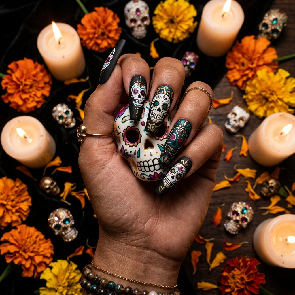 Halloween Skull Nail Ideas