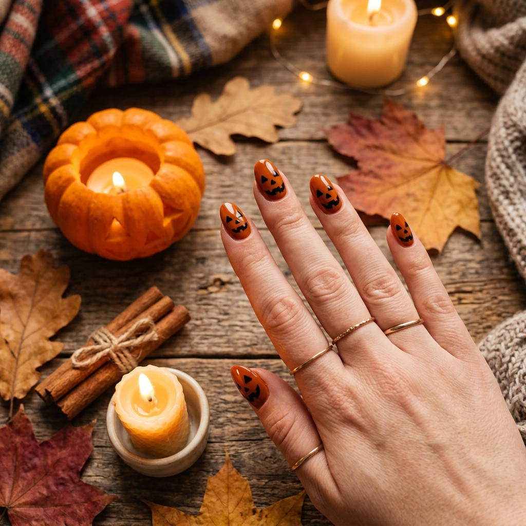 Halloween Pumpkin Nail Ideas
