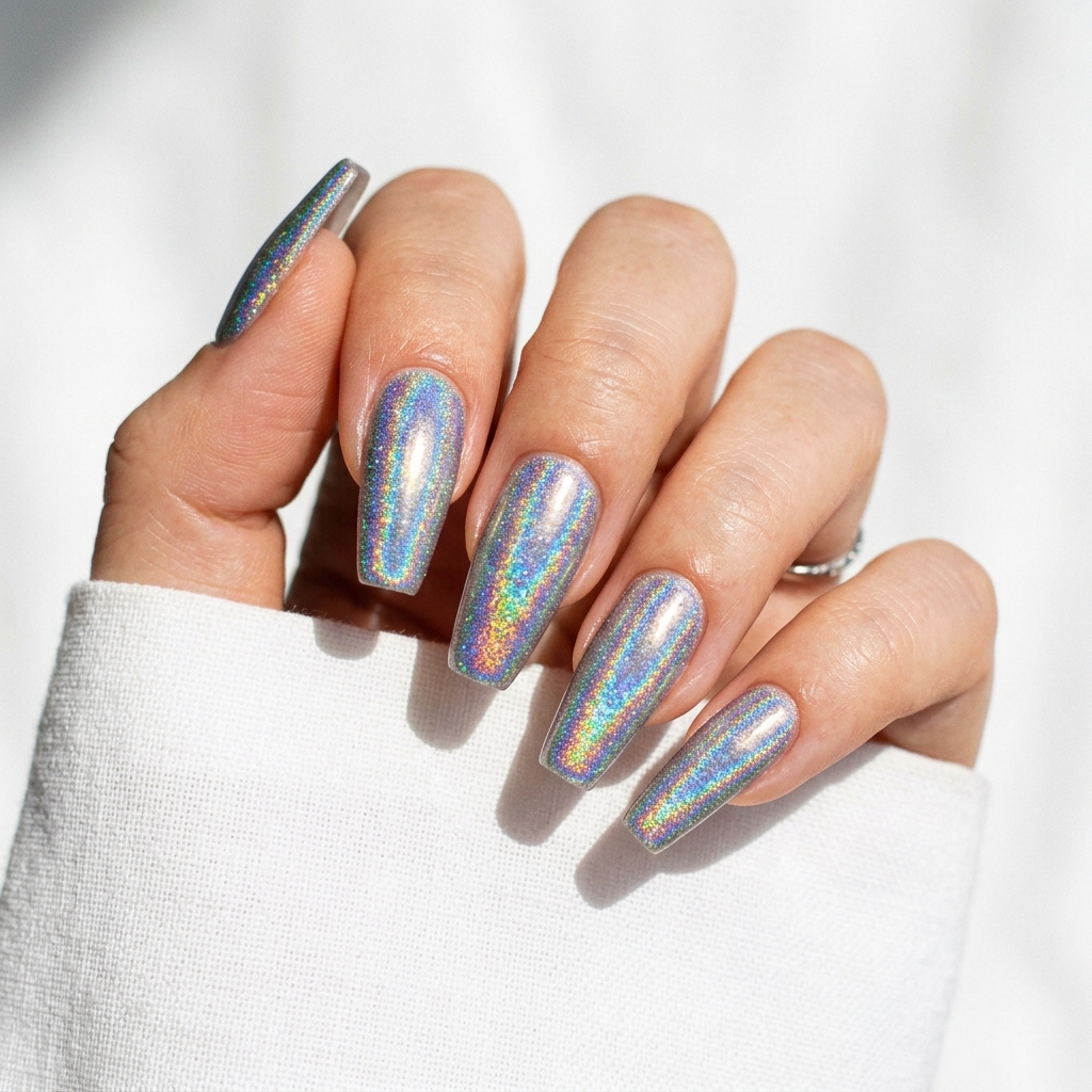 27 Stunning New Year Nails Ideas to Ring in the New Year in Style 7 Holographic New Year Nails Ideas