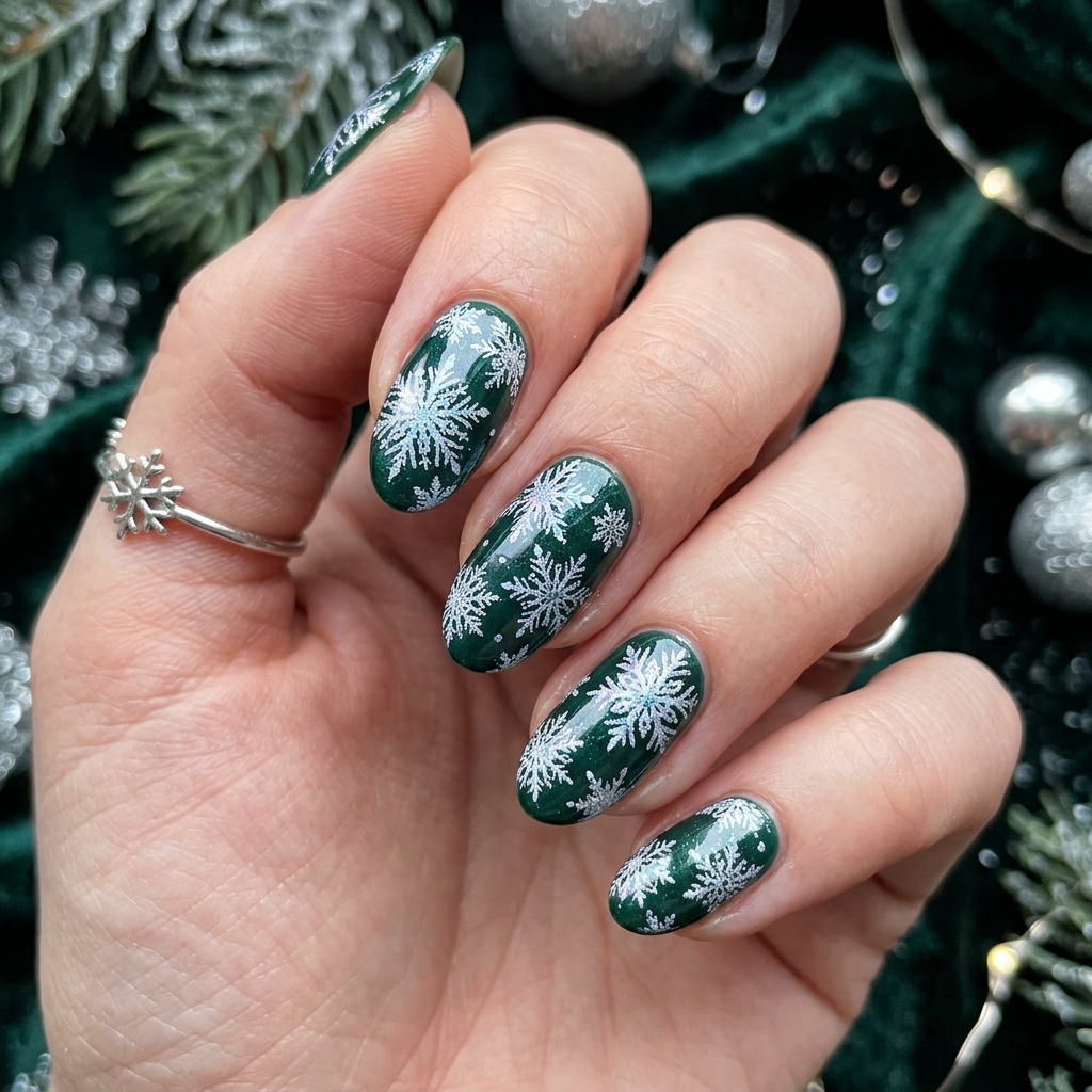 27 Stunning New Year Nails Ideas to Ring in the New Year in Style 22 Iridescent Snowflake Nails Ideas