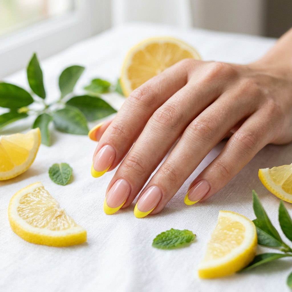 Lemon Yellow French Tip Nail Designs