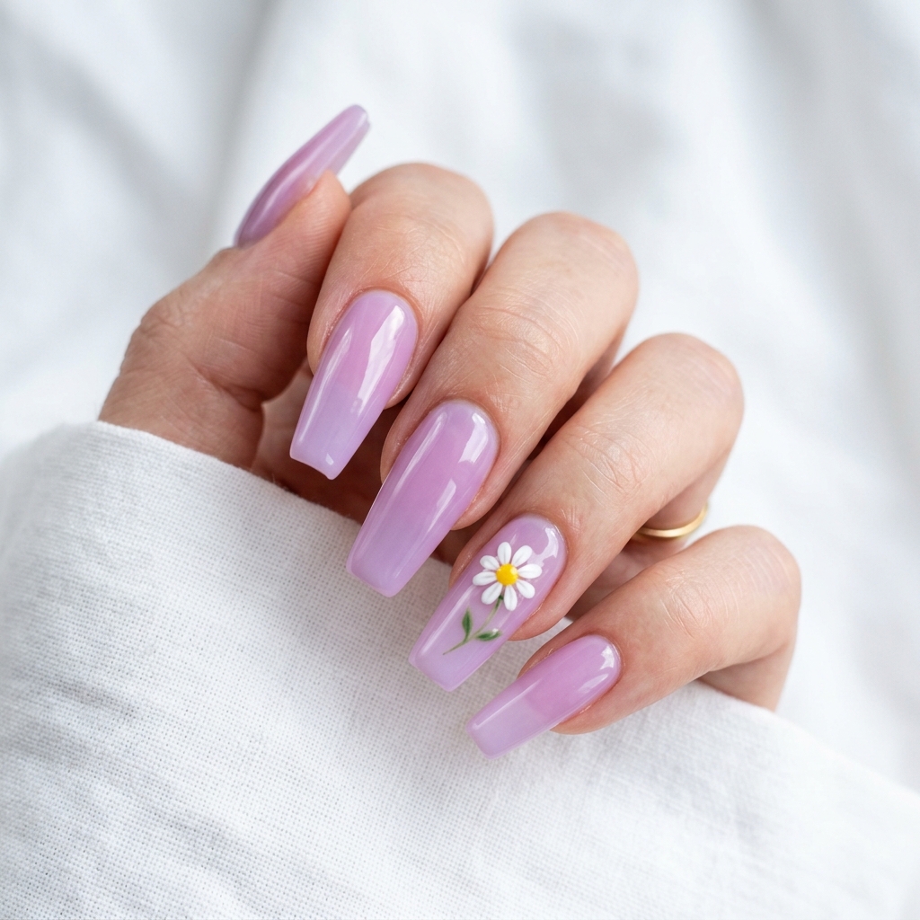 Home 8 Lilac coffin nails with daisy 202605062340