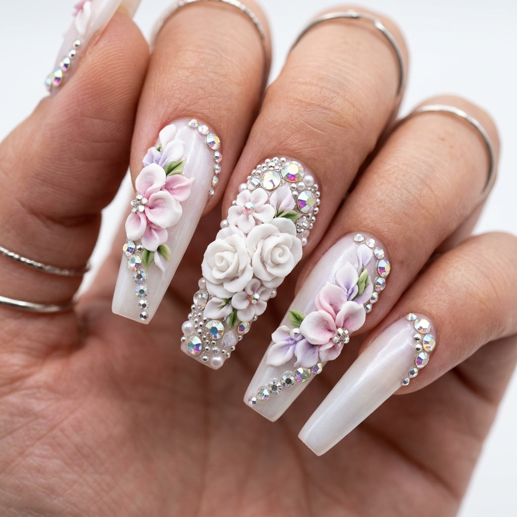 30Long Nail Designs: Stunning Ideas to Inspire Your Next Manicure 18 3D Long Nail Designs