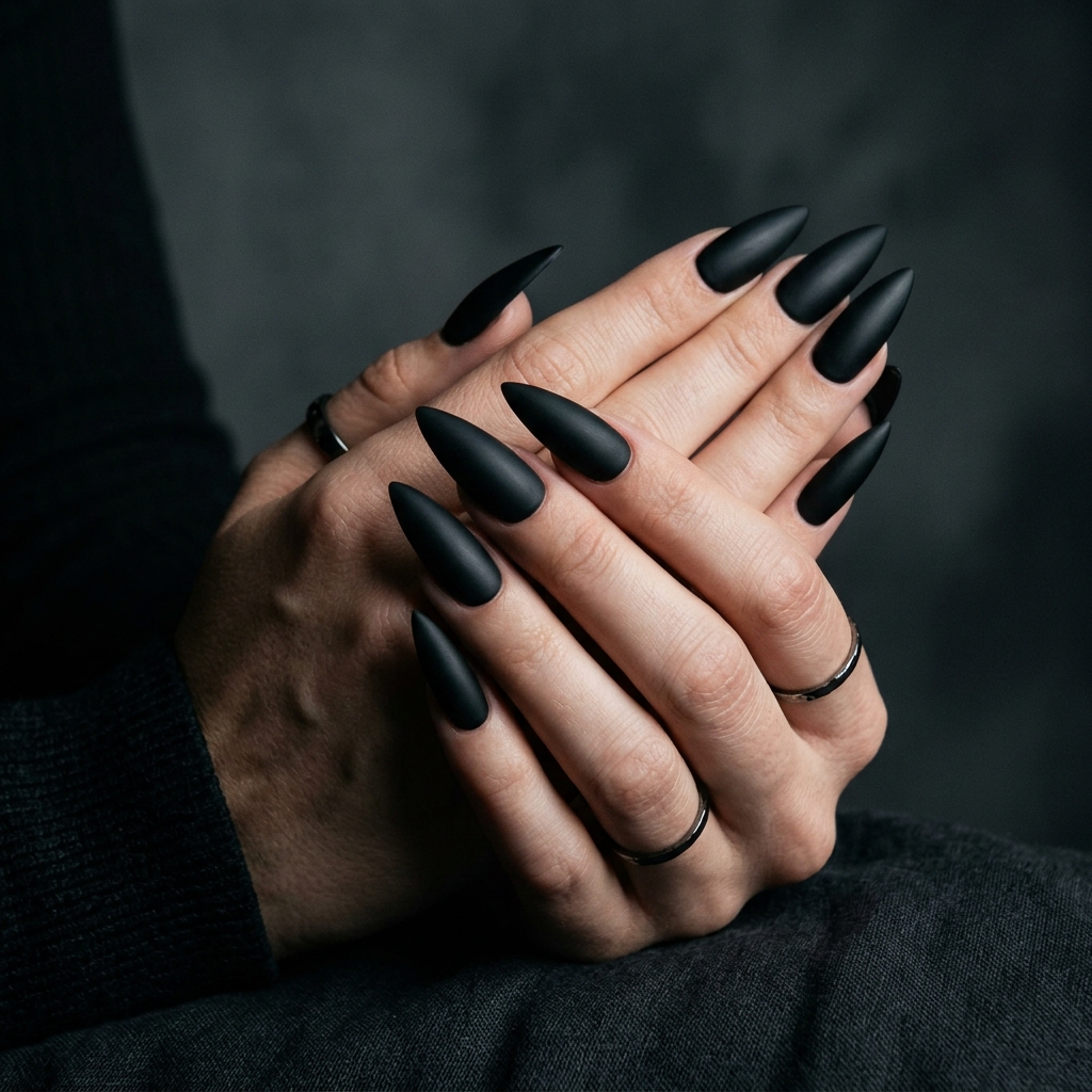 30Long Nail Designs: Stunning Ideas to Inspire Your Next Manicure 21 Black Long Nail Designs