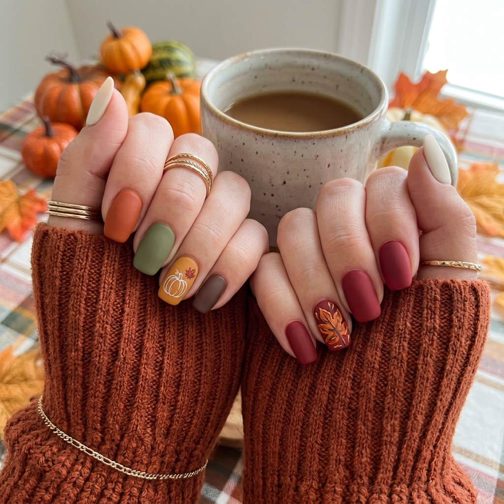 Thanksgiving Nails Ideas: The Ultimate Guide to Festive Manicures This Season 16 Matte Thanksgiving Nails Ideas 202605072153