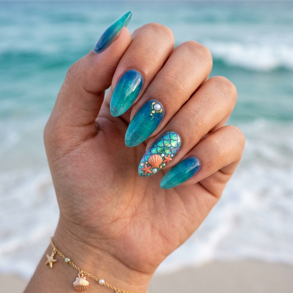 Disney Nails Ideas: 27 Magical Designs to Inspire Your Next Manicure 10 The Little Mermaid Nail Art Ideas