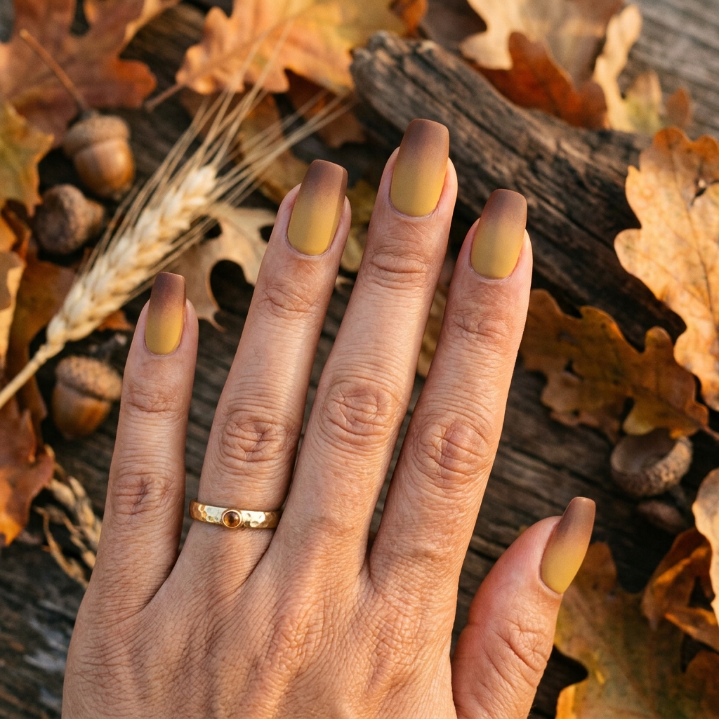 30 Fall Ombre Nails Ideas That Are Simply Stunning 7 Mustard Yellow and Brown Fall Ombre Nails