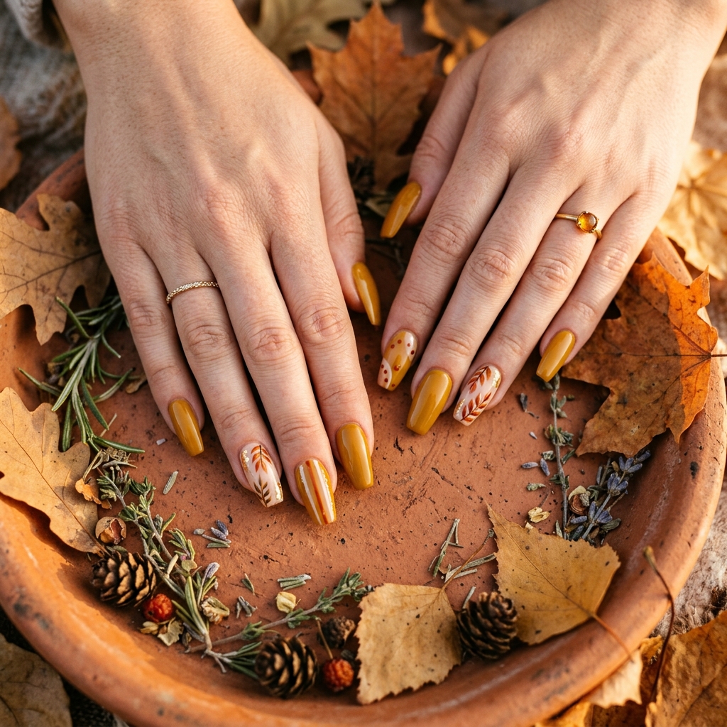Mustard Yellow Nail Designs