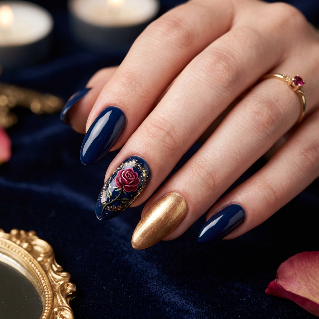 Disney Nails Ideas: 27 Magical Designs to Inspire Your Next Manicure 15 Beauty and the Beast Inspired Nails Ideas