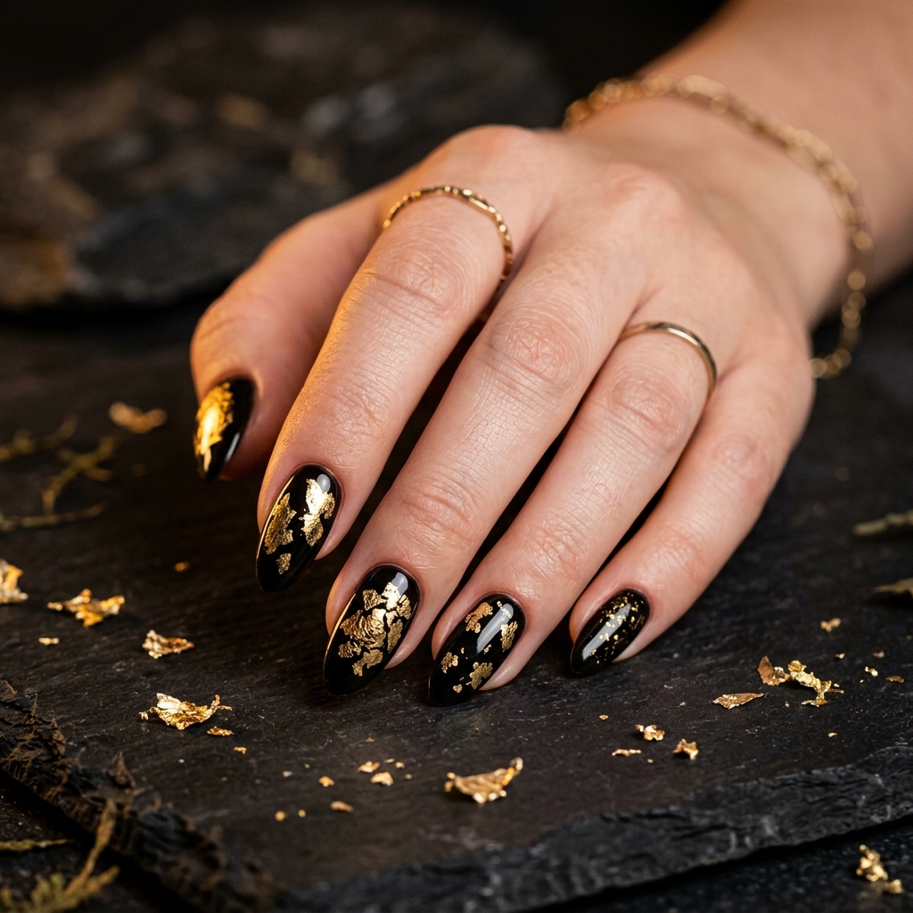 Gel Nail Designs Ideas: 27 Stunning Looks Worth Saving for Your Next Appointment 24 Gel Nail Designs with Foil Accents Ideas