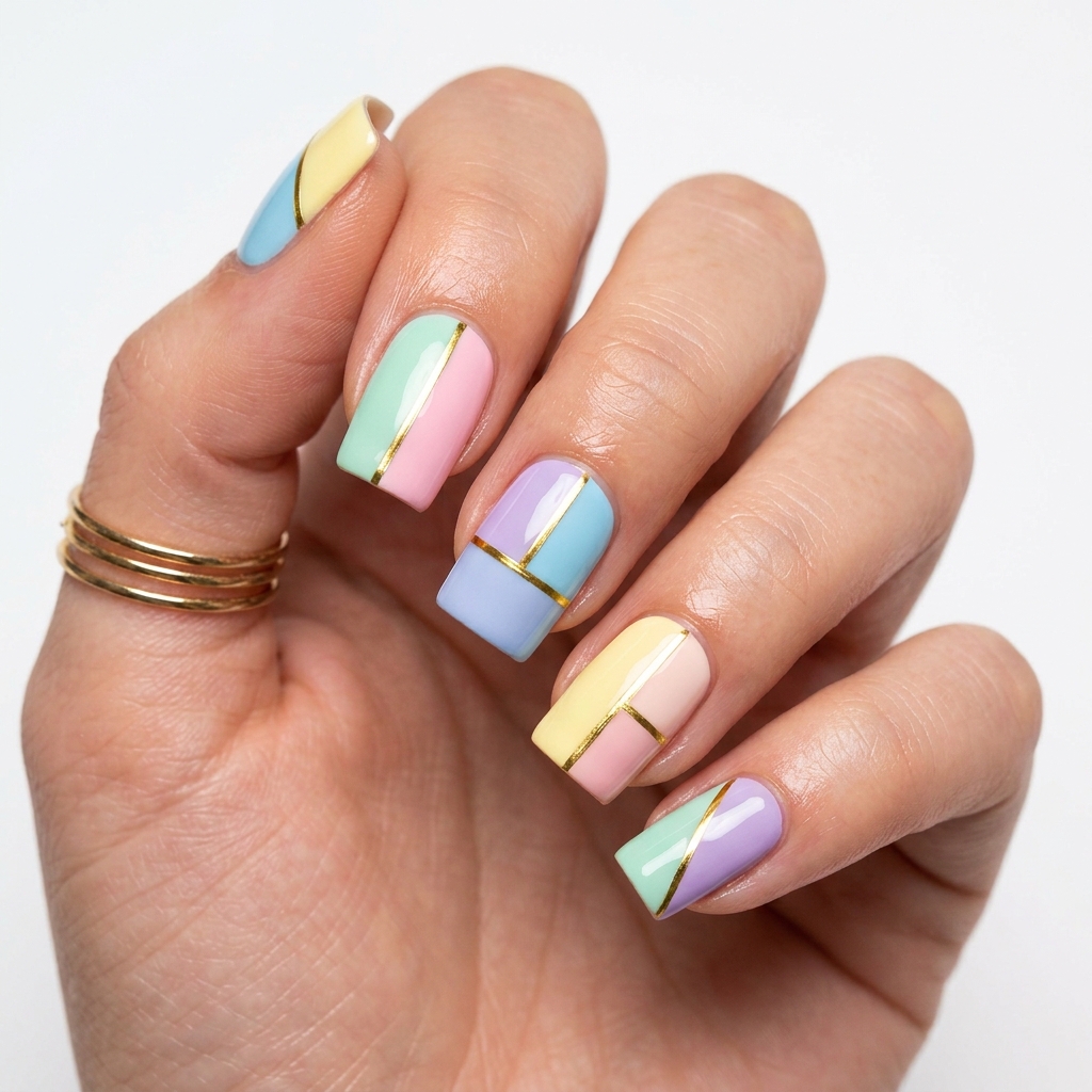 Spring Nail Designs: 27 Fresh and Beautiful Ideas for Your Next Manicure 19 Spring Nail Designs with Geometric Shapes Ideas