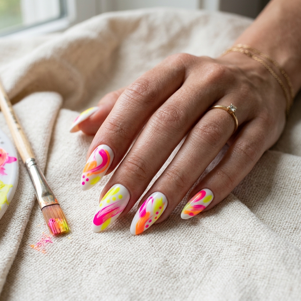 30 neon nail designs: How to Balance Bold Nail Colors Like a Pro 11 Abstract Neon Nail Designs