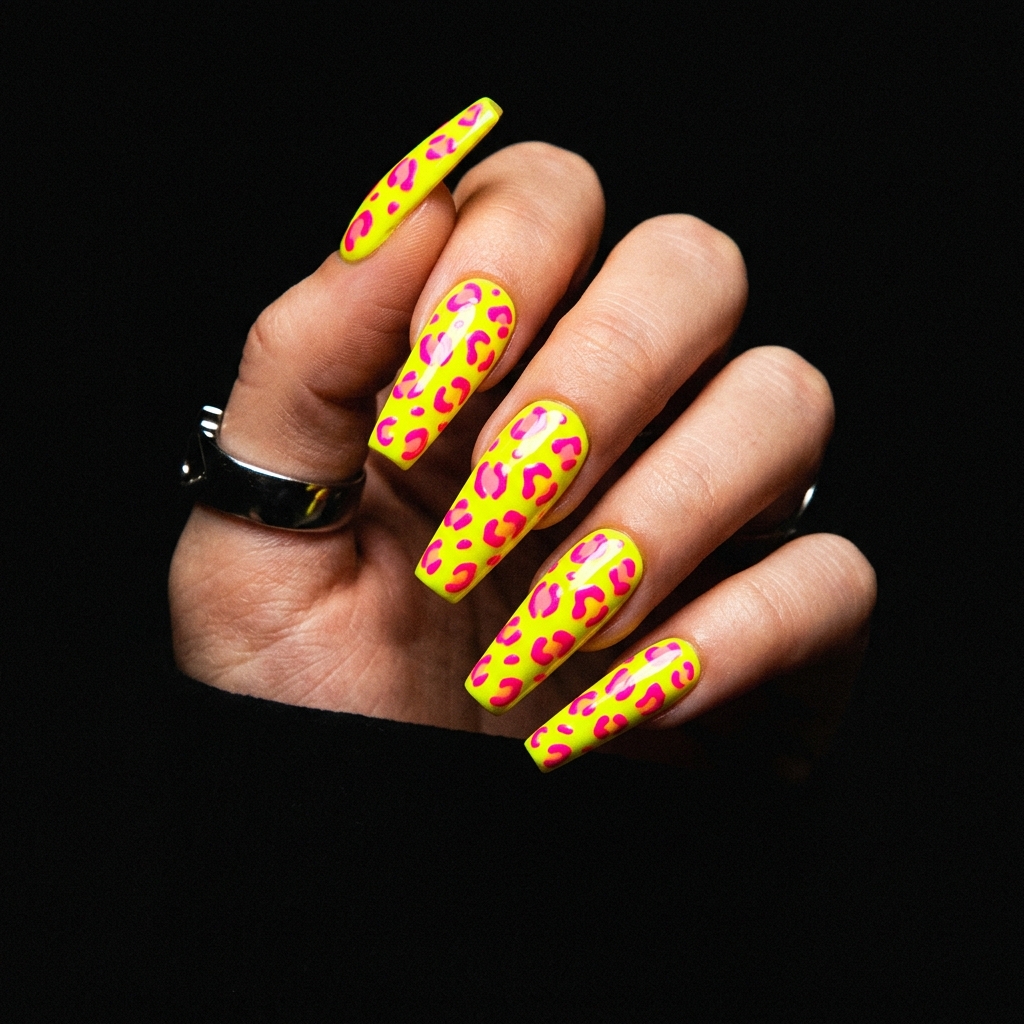 30 neon nail designs: How to Balance Bold Nail Colors Like a Pro 19 Animal Print Neon Nail Designs