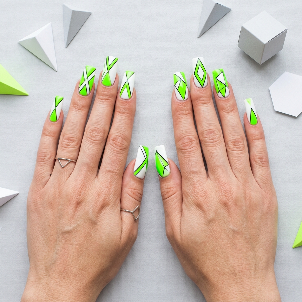 30 neon nail designs: How to Balance Bold Nail Colors Like a Pro 10 Geometric Neon Nail Designs