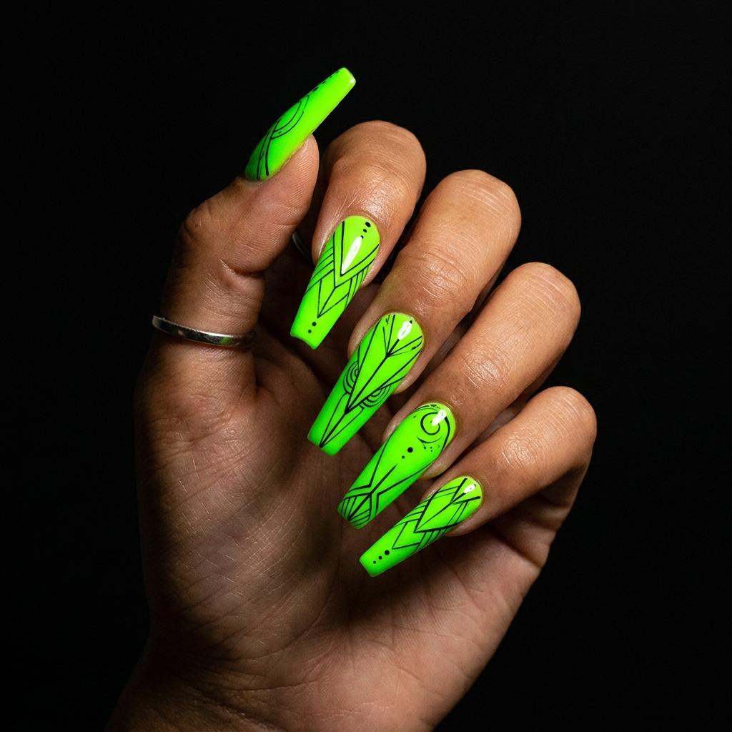30 neon nail designs: How to Balance Bold Nail Colors Like a Pro 3 Neon Green Nail Designs
