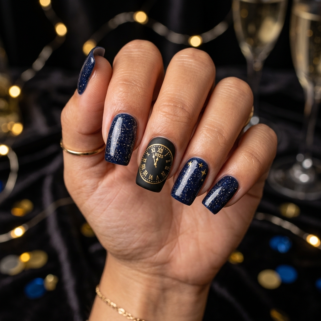 27 Stunning New Year Nails Ideas to Ring in the New Year in Style 5 New Year Countdown Clock Nails Ideas