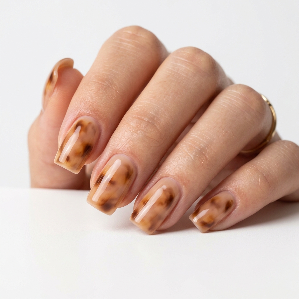 27 Beautiful Tortoise Shell Nails Ideas to Inspire Your Next Manicure 11 Nude tortoise shell nails 202605181716