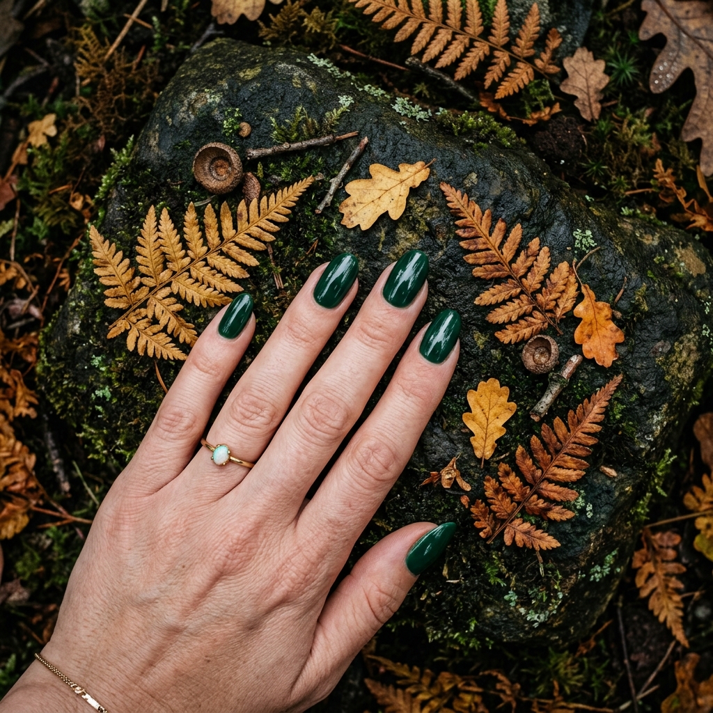 October Nails Ideas: 27 Stunning Looks for the Most Creative Month of the Year 28 October Forest Green Nails Ideas