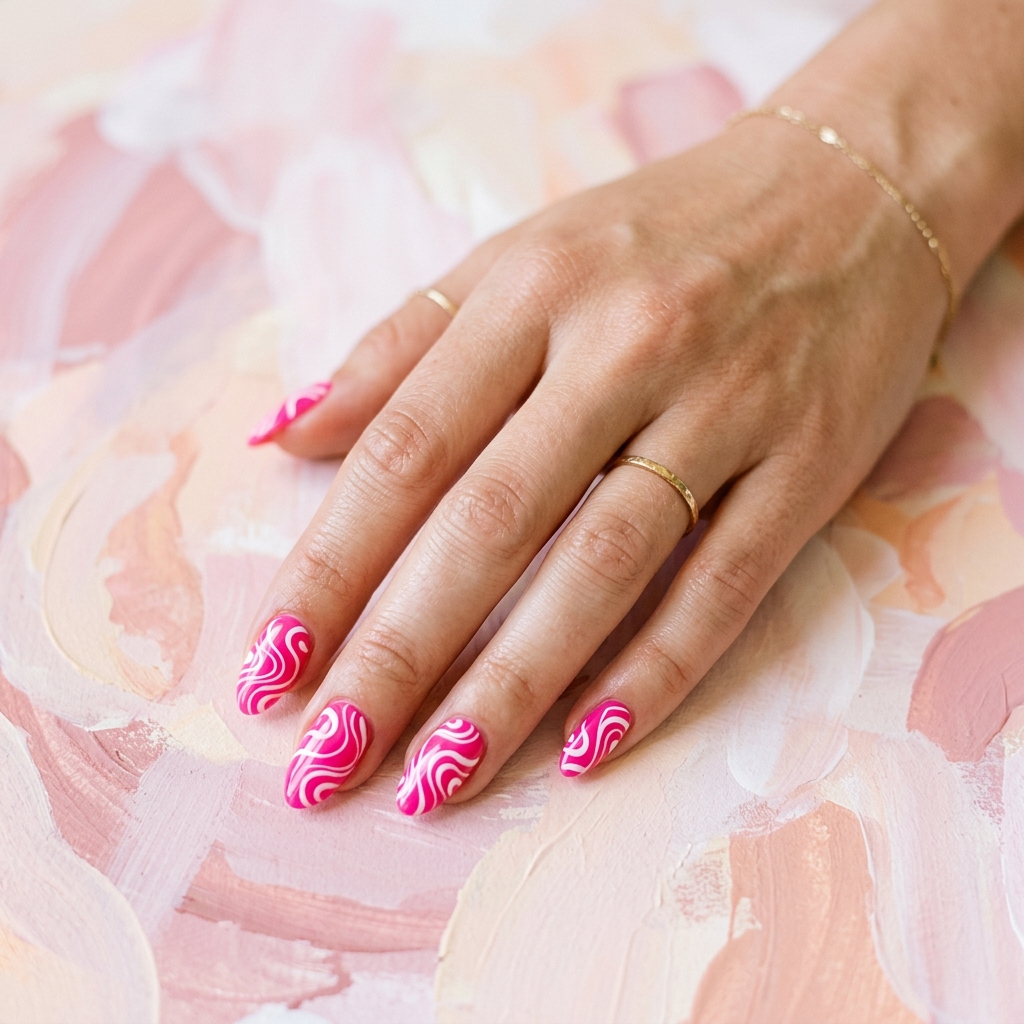 27 Pink Nail Designs Ideas: Stunning Looks to Inspire Your Next Manicure 18 Pink Swirl Nail Designs