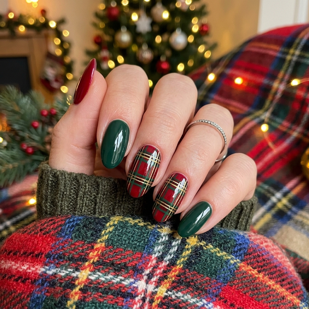 Plaid and Tartan Christmas Nail Ideas