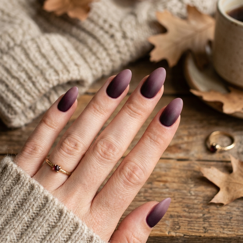 30 Fall Ombre Nails Ideas That Are Simply Stunning 24 Plum and Dusty Mauve Fall Ombre Nails
