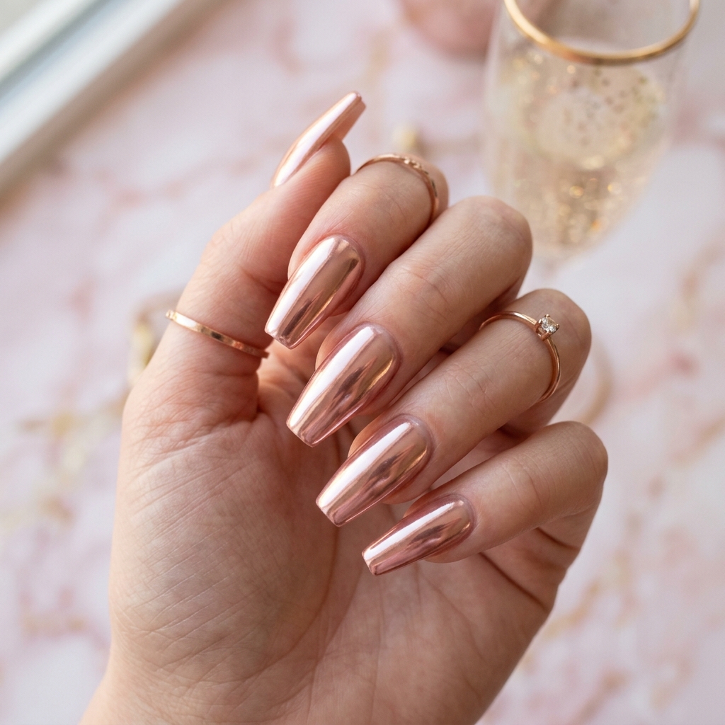 27 Stunning New Year Nails Ideas to Ring in the New Year in Style 13 Rose Gold New Year Nail Ideas
