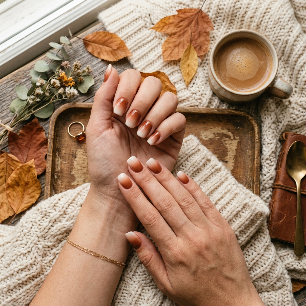 30 Fall Ombre Nails Ideas That Are Simply Stunning 5 Rust and Cream Fall Ombre Nails