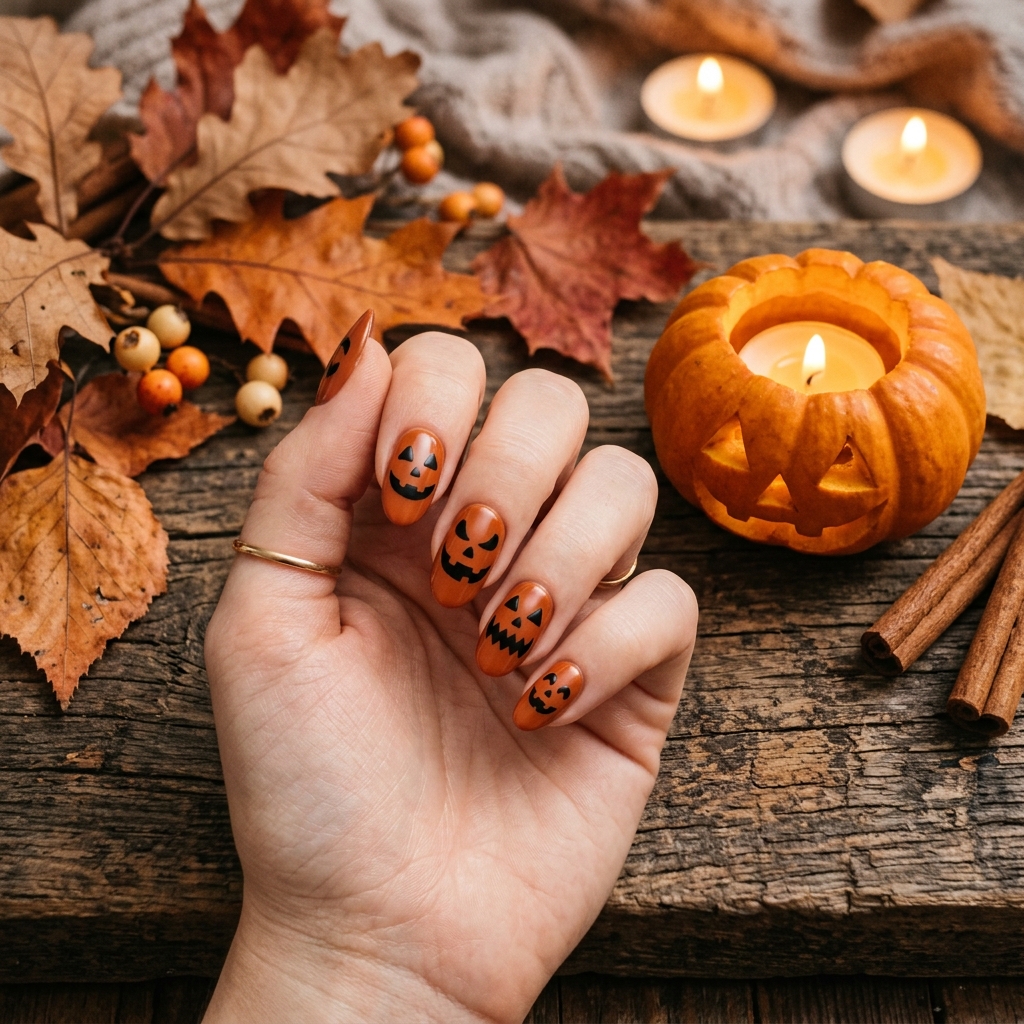 Spooky Nails Ideas: 27 Creepy and Creative Designs to Try This Season 7 Spooky Nails Pumpkin Designs